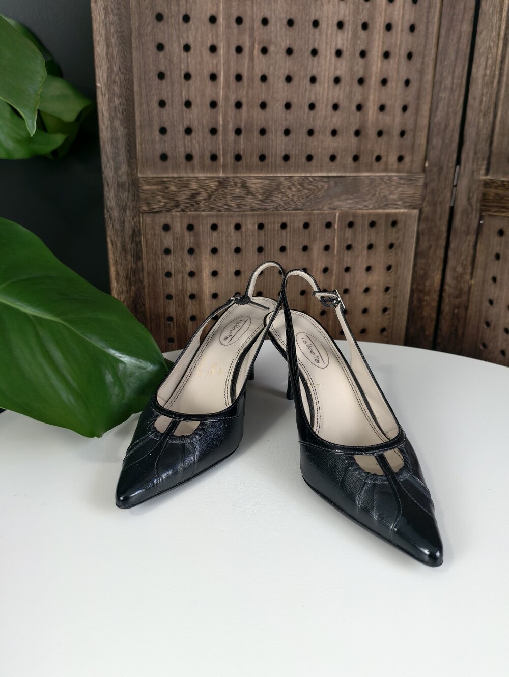Talbots Black Pointed Toe Slingback Pumps